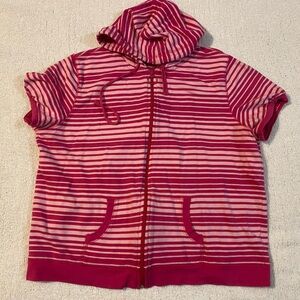 Kim Rogers Y2K Pink Striped Cotton Hoodie Top